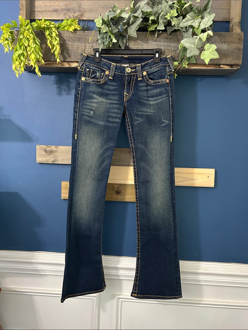 True Religion Gina T Flare Jeans Contrast Stitching NWOT 20 Y2K
